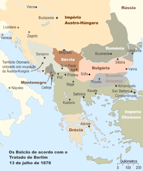 Balcãs Tratado de Berlim 1878 reduzida