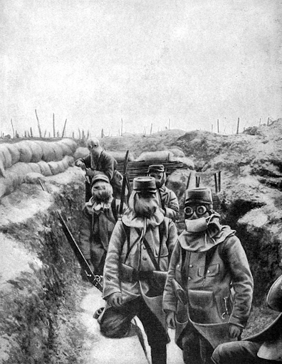 Unbekannt French soldiers in improvised gas masks 1915 MeisterDrucke 793539
