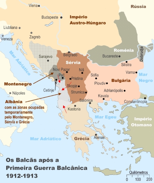 Balcãs no final da 1 guerra balcanica reduzida